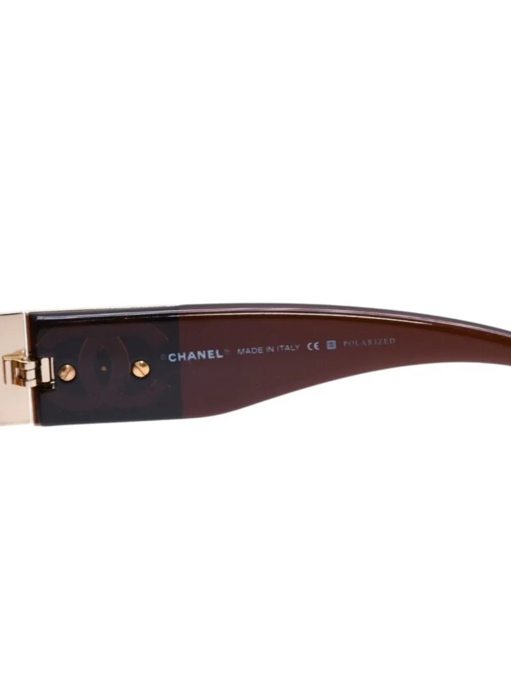 Chanel Aviator Sunglasses CC Logo Metal Frame Teardrop Brown Gold Eyewear